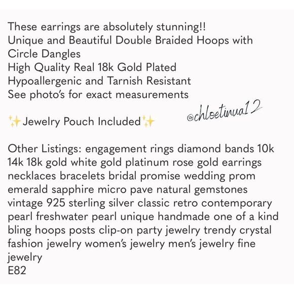 #44 NEW Unique 18k Gold Plated Hoop Circle Earrings - Picture 7 of 8